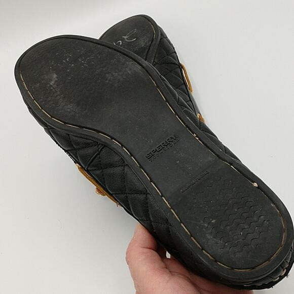 Sperry Top-sider Audrey Black Quilted Leather Boat size 8 1/2M - Picture 6 of 8